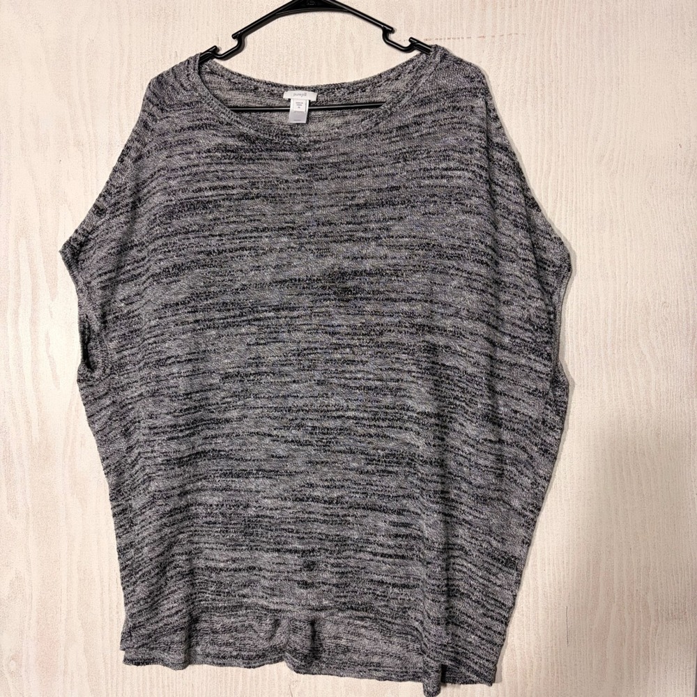 Pure Jill Sweater Women XL Gray Linen Blend Marled Dolman Top SSW163631